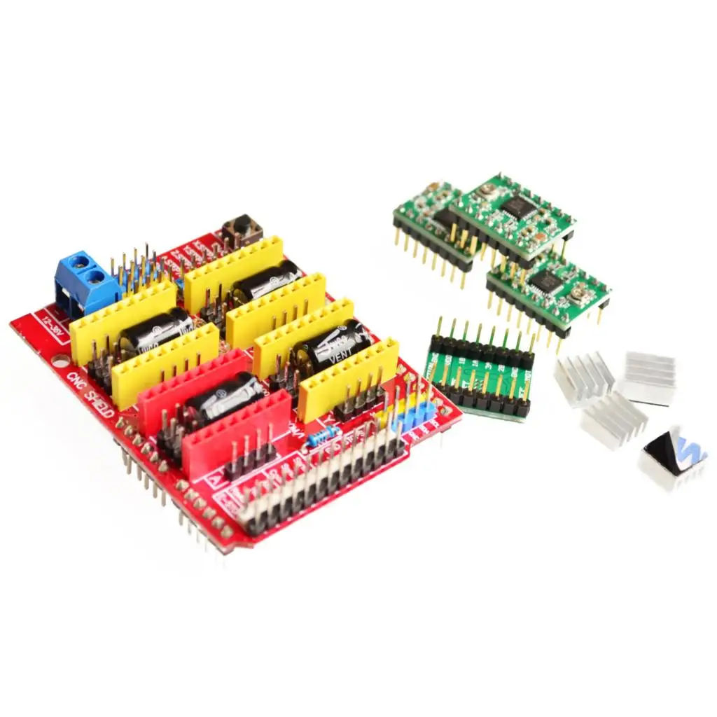 CNC Shield V3เครื่องแกะสลัก/3D เครื่องพิมพ์/+ 4Pcs A4988 Driver Expansion Board สำหรับ Arduino