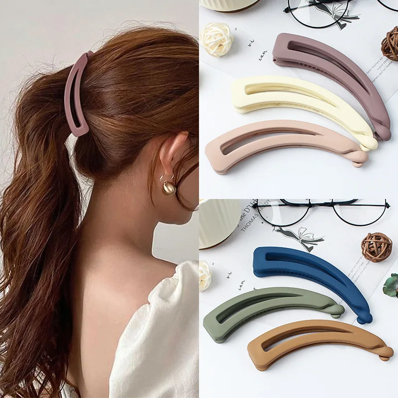 Matte Vintage Banana Clip for Curly Long Straight Short Hair Claw Women Girls Hair Styling Ponytail Holder Hairpin Clamp Grip