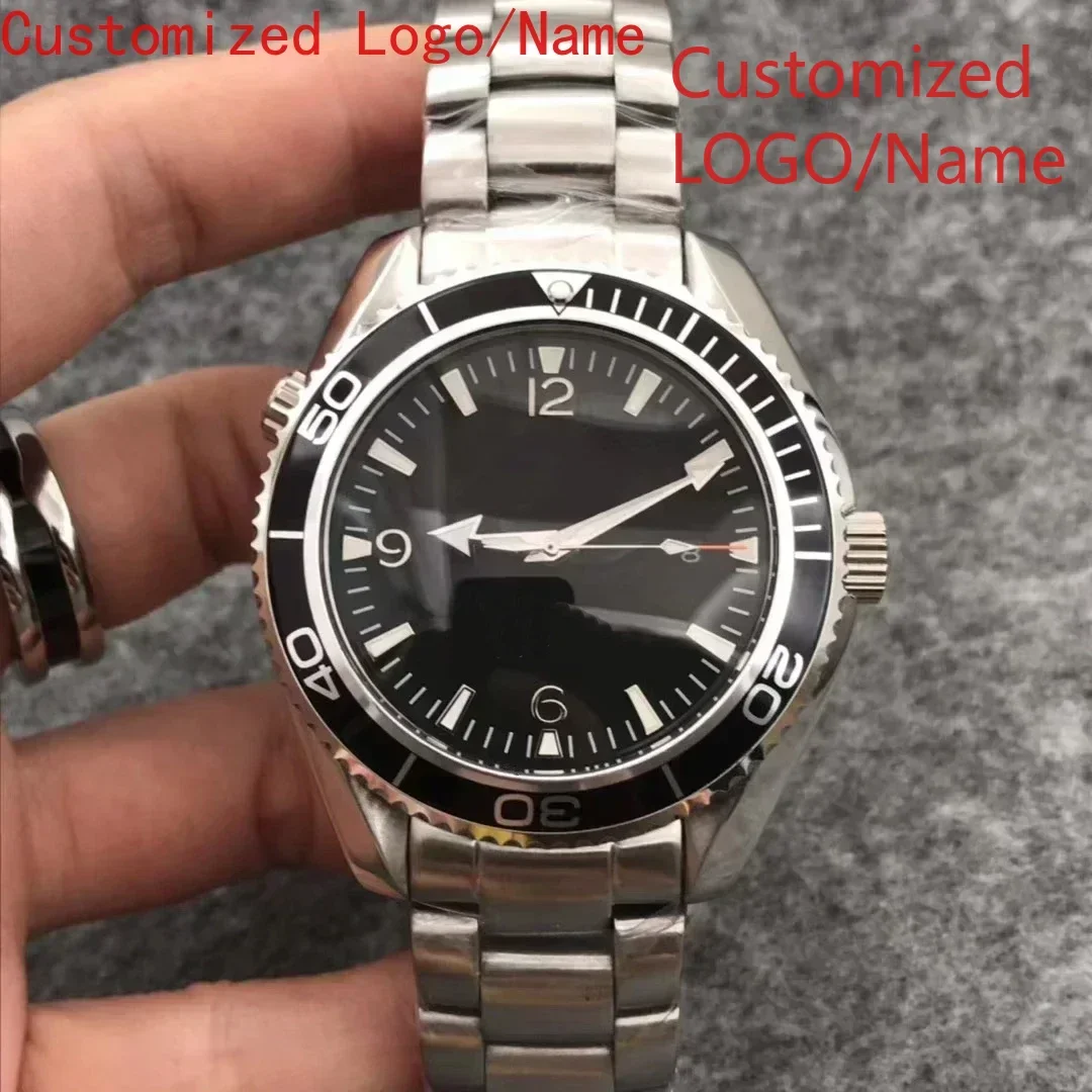الرجال حالة 600 Relogio Masculino ساعة ميكانيكية المحيط الكون الصلب الأسود الأزرق السيراميك 007 ريترو ساعات أوتوماتيكية مخصصة #2
