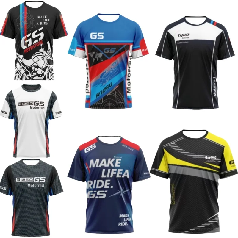 

New 3D Printed Motorcycle Rally Racing Suit for Men and Women, Fast Drying and Breathable Sports Plus Size Round Neck T-shirt