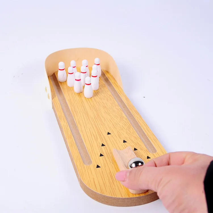 High-end small safe wooden children\'s educational innovation toys mini bowling set tabletop game wooden parent-child fun toys