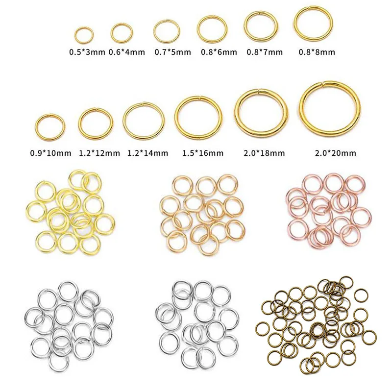 

50-200PCS 3 4 6 8 10 12 14 16 20 mm Open Single Loops Jump Rings Split Ring Connectors for Jewelry Making Accessories Wholesale