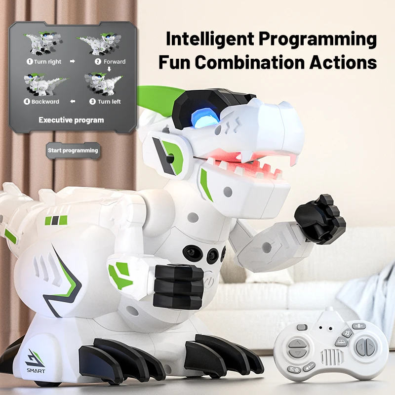 JJRC-Brinquedo Dinossauro de Controle Remoto para Crianças, 2.4G, RC Robot Toy com Veristicidade, Som para Meninos e Meninas, Presente Infantil