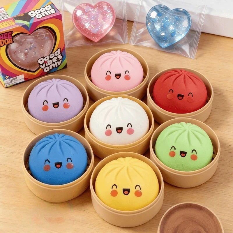 Colorful Dumpling Stress Balls Set Reusable Low Rebound Decompression Toys Unique Home Decoration And Gift Dough Ball Squishes