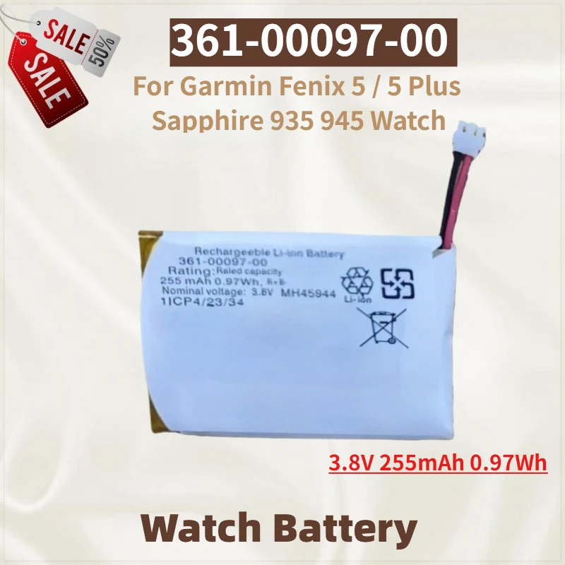 

361-00097-00 Replacement Digital Battery 3.8V 255mAh 0.97Wh For Garmin Fenix 5 5 Plus Sapphire 935 945 Watch Li-ion Batteries
