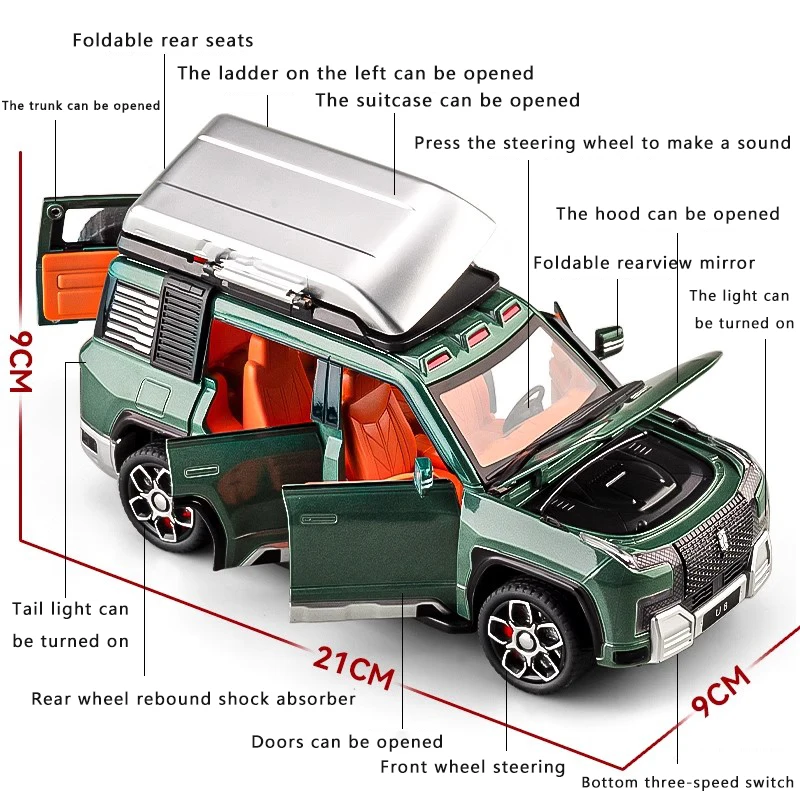 Nuovo 1:24 U8 Modello di Auto In Lega di Simulazione Suono E Luce Tirare Indietro Auto Giocattolo In Metallo Fuoristrada Ragazzi Collezione Ornamenti Regalo