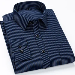 Chemise rayée à carreaux à manches longues pour hommes, chemises respirantes pour hommes, affaires décontractées, robe sociale, classique, grande taille, 9XL, 8XL, 7XL