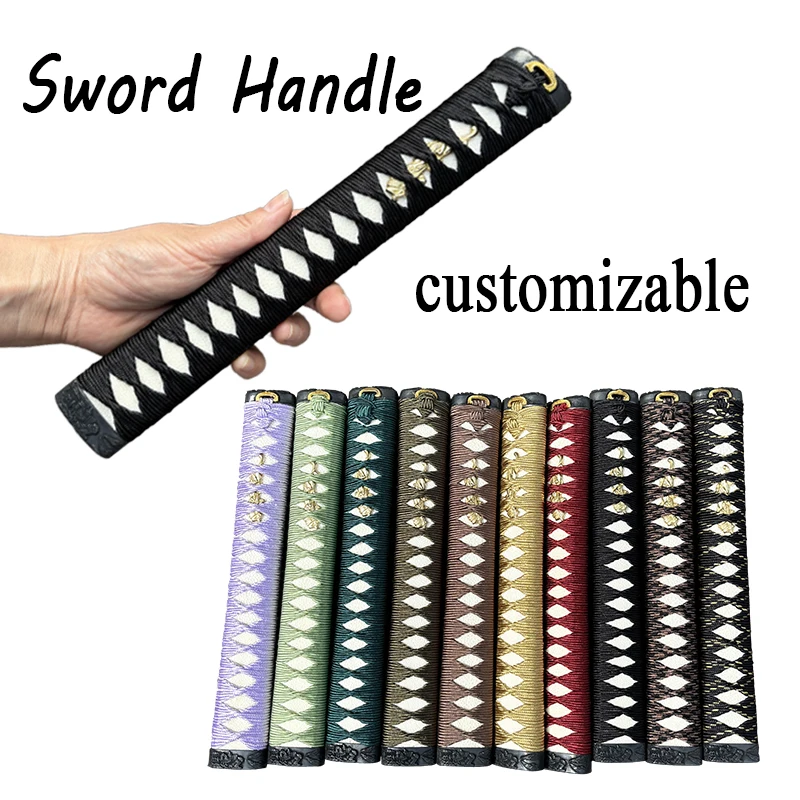

Custom Tsuka, Sword Handle, Hilt,Metal Fuchi Kashira,Menuki,Wrapped With Real Stingray Skin,Katana Handle Tsukamaki Hineri Maki