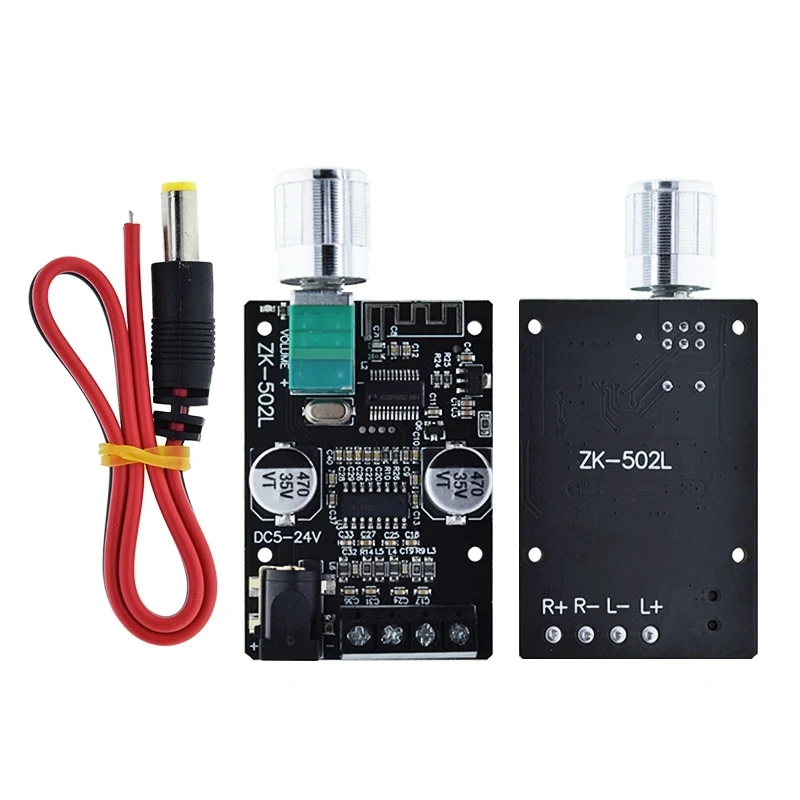 

ZK-502L MINI Bluetooth 5.0 DC 5-24V Беспроводной цифровой усилитель мощности звука, стерео плата 50Wx2, Bluetooth-усилитель