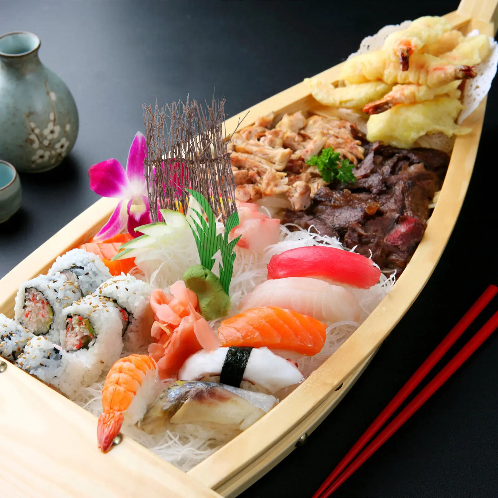 6Pcs Bamboo Fence Mat Landscape Decoration Bamboo Mat for Bonsai Sashimi Sushi Serving Micro Landscape