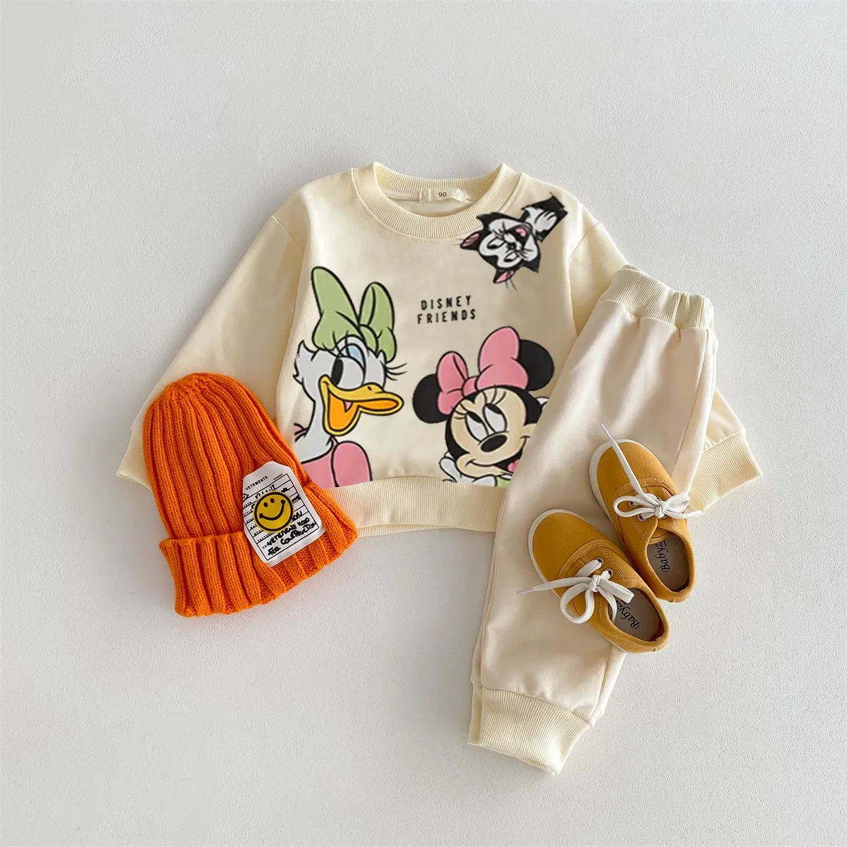 Cartoon Printed Baby Tracksuit Spring Fall Disney Loose Fashion Children Long Sleeve Sweatshirt Sweatpants 2piece Toddler Sets