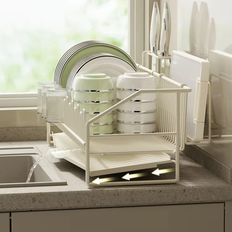 

Home Dish Rack, Narrow Edge Sink Drainer, Dish & Cutting Board Organizer, Automatic Draining for Kitchen Counter,