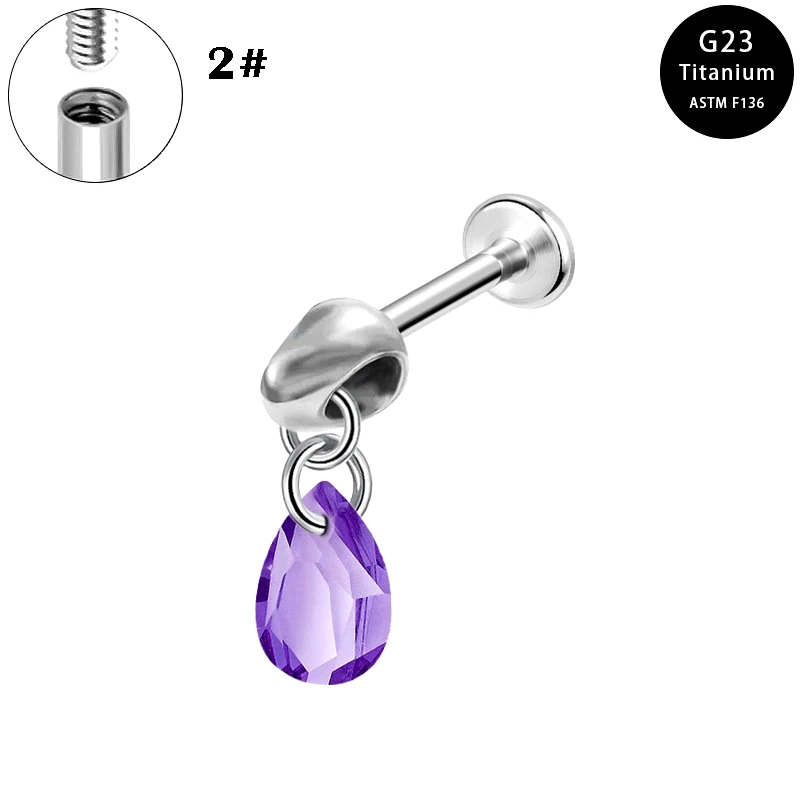 Bullet earrings, titanium alloy water droplet lip studs, body piercing accessories