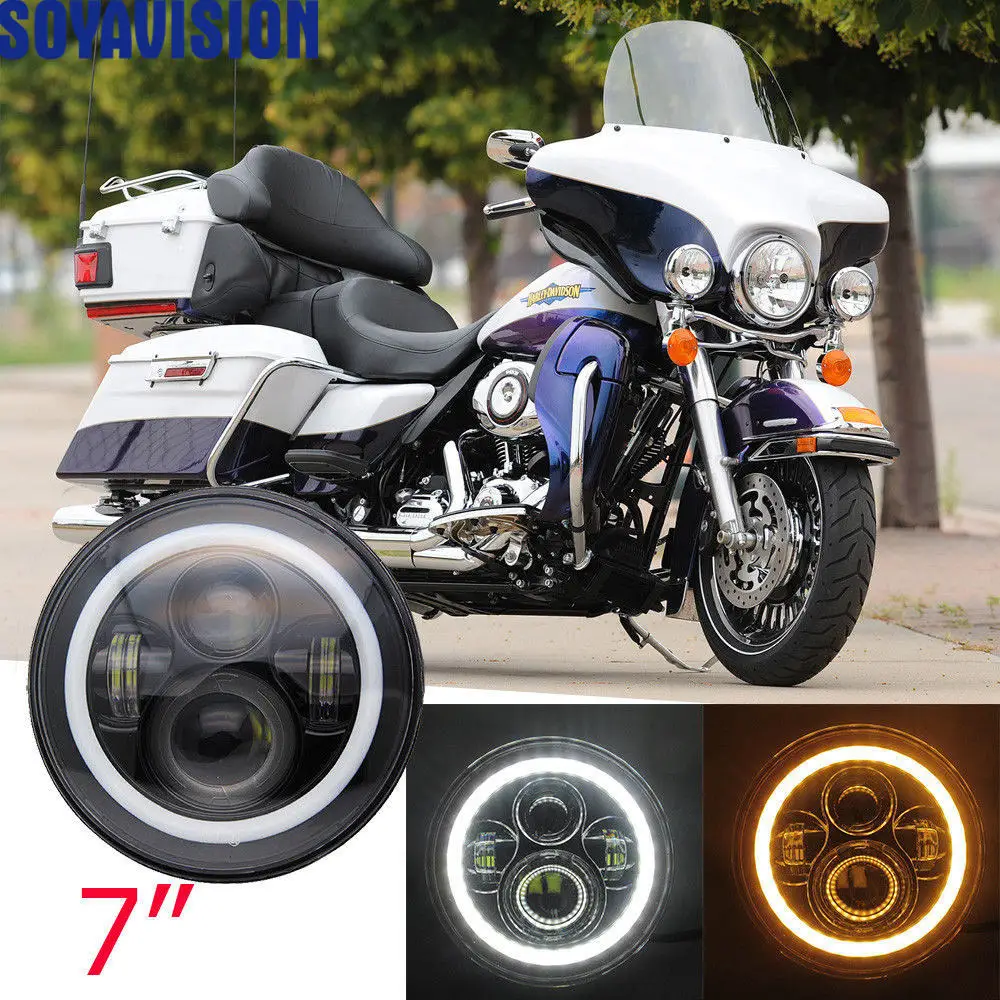 Universal 7inch H4 Led Motorcycle Headlight for hornet 600 Honda cb400 cb1000sf kawasaki ER6N Harley with Headlamp Housing