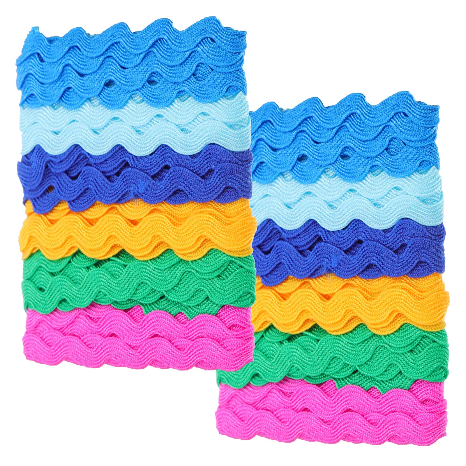 2Pcs Colorful Wavy Trim Ribbon Premium Polyester Wear Resistant Wrinkle Resistant Suitable for Clothing Decoration DIY Craft