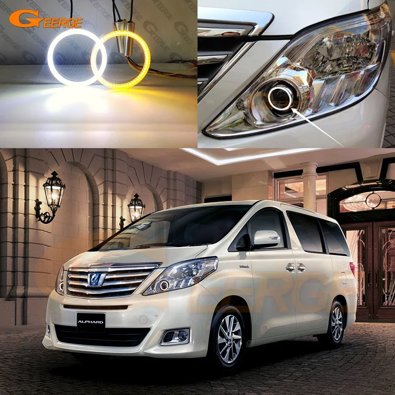 

For Toyota Alphard H2 2008 2009 2010 2011 Ultra Bright A/W Switchback Day Light Turn Signal LED Angel Eyes Kit Halo Rings
