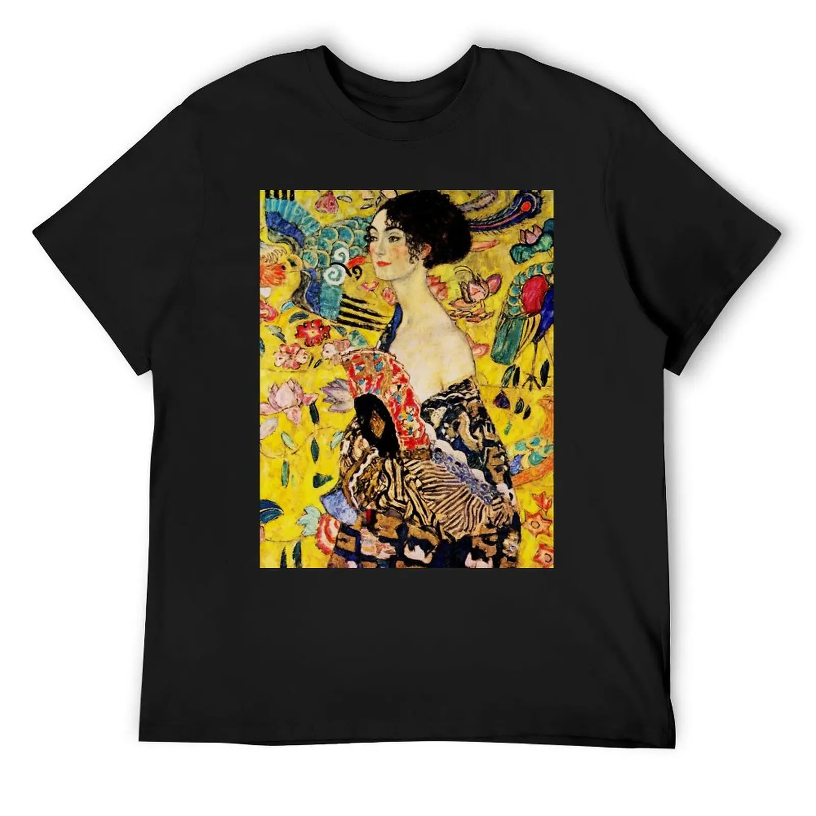 Lady with Fan Gustav Klimt Art Nouveau Modern Tshirt Graphic Vintage T-shirt Fresh  Sports  Funny Novelty Fitness USA Size