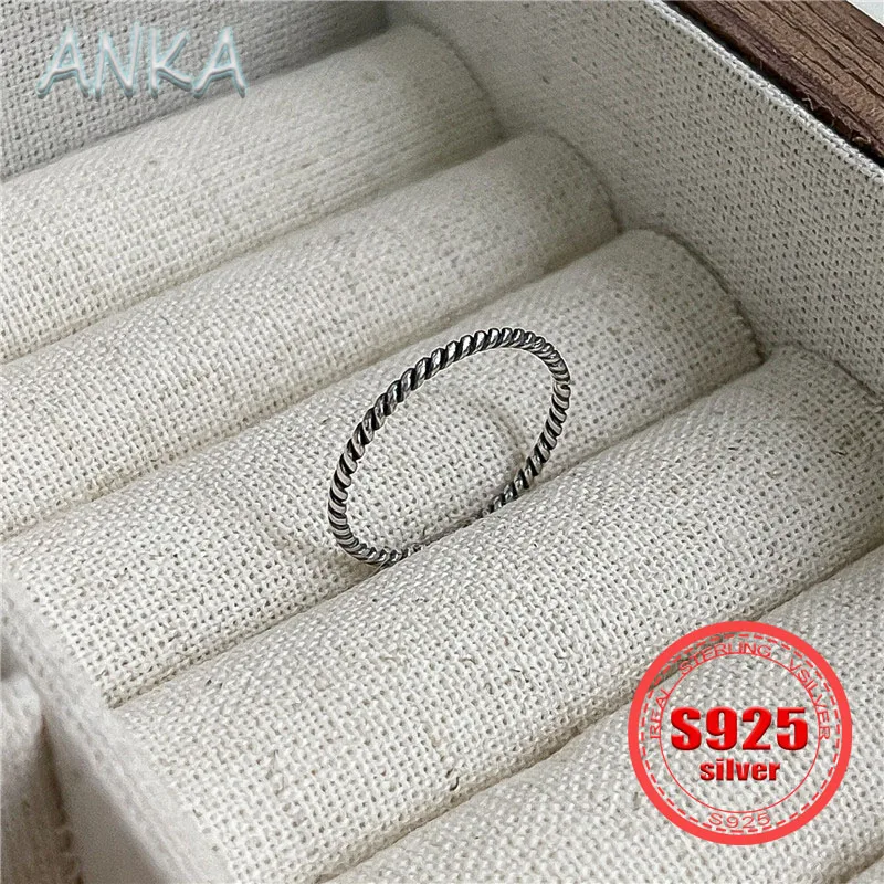 

ANKA NEW S925 Sterling Silver Twisted Line Ring Knuckle Circle Fashion Trend Men's and Women's Pair Ring