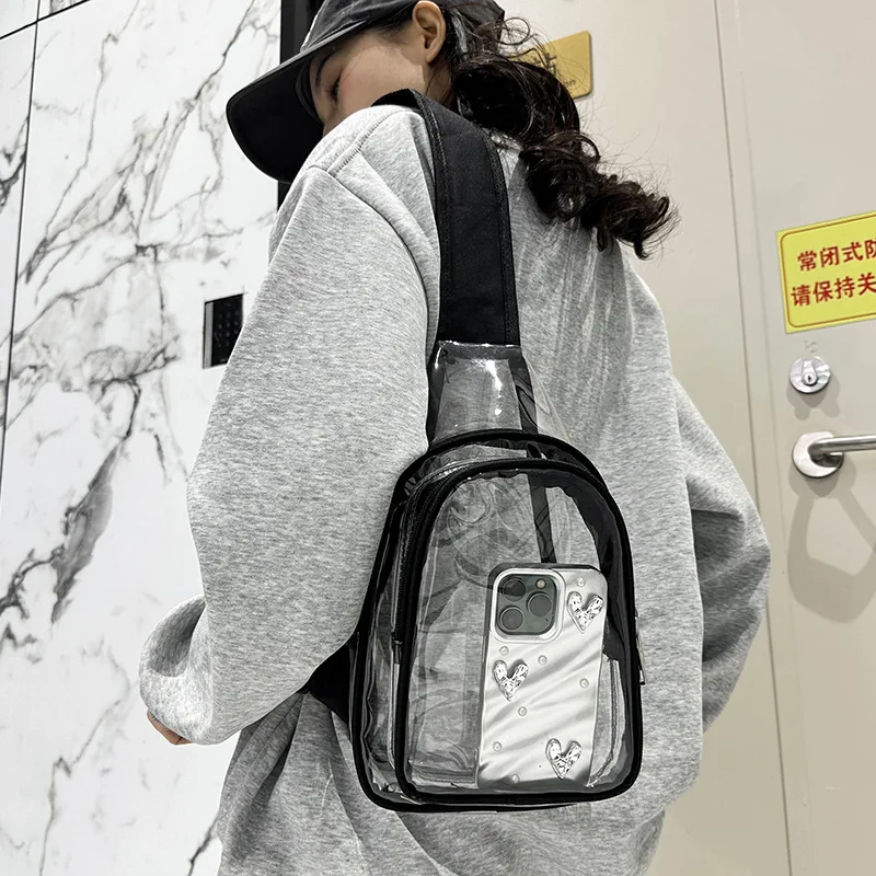 

Высококачественная сумка через плечо из ПВХ — прозрачная, легкая и водонепроницаемая, нагрудная сумка унисекс, стильная для поездок на работу и повседневная