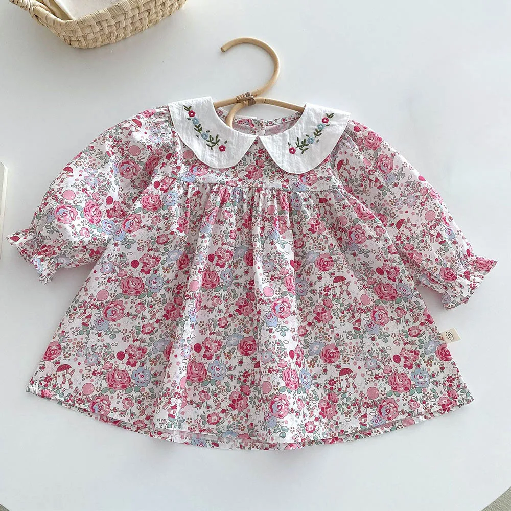 

Детская осенняя хлопковая одежда с цветочной вышивкой