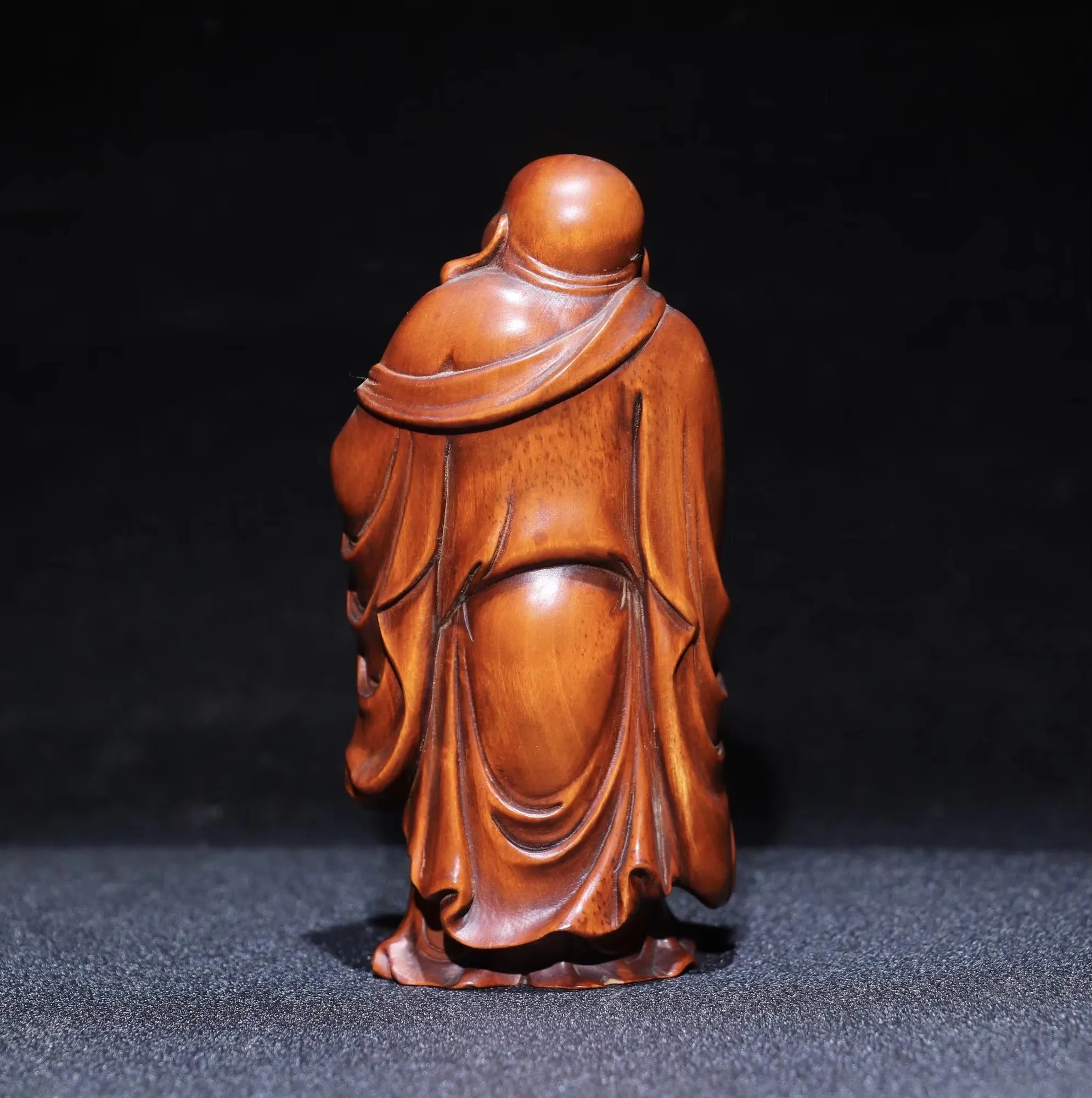 Natural Solid Wood Laughing Buddha Station Maitreya Buddha Statue Sculpture Handmade Wood Carving Buddha Statue Decoration Statu view 3