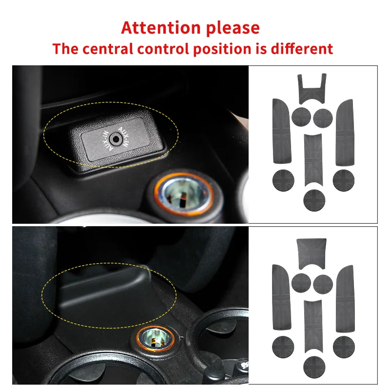 لميني كوبر R56 R55 كلوبمان 2007-2013 نسخة الوقود وسادة القهوة تخزين الأخدود حماية كوستر كوب السيارة المضادة للانزلاق وسادة حصيرة #2