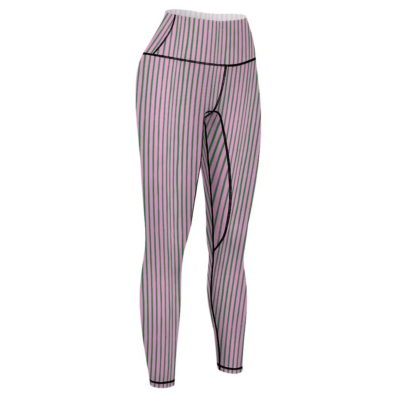 Green and Pink Brush Stroke Stripes Pattern Leggings Women's sports push up legging sport pants Womens Leggings