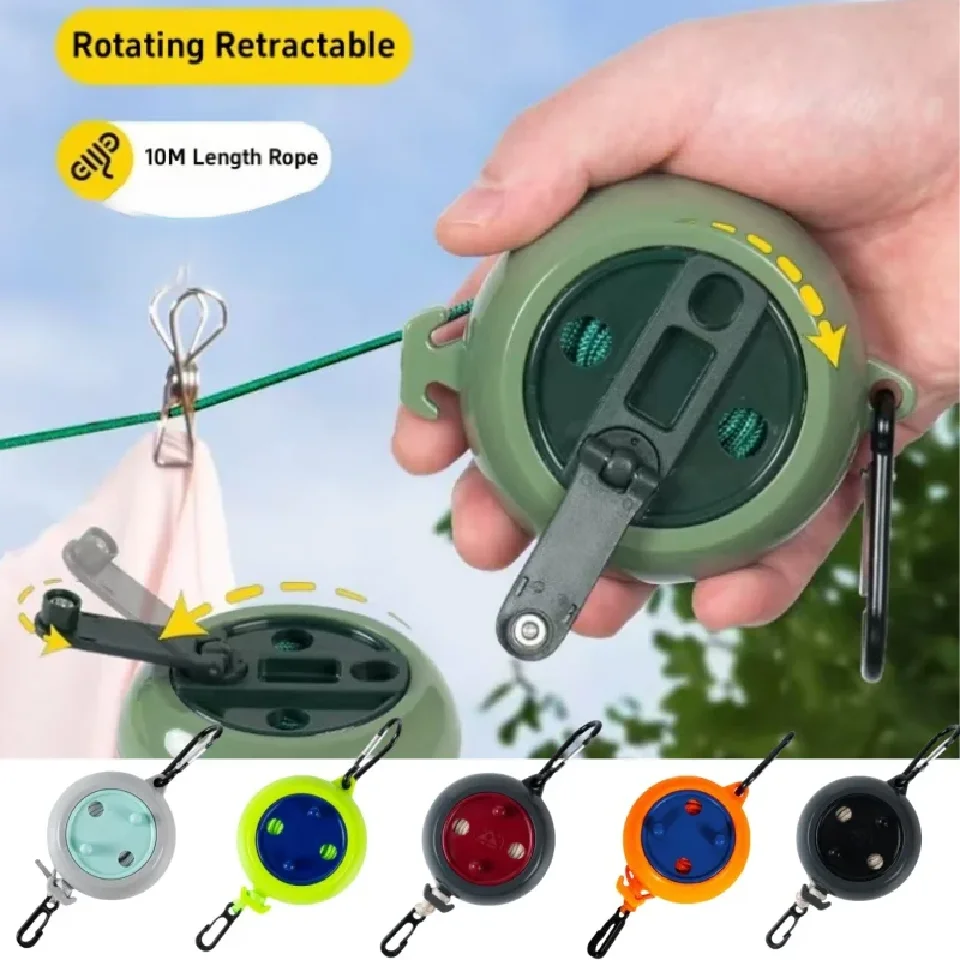 

10M Retractable Clothesline Outdoor Travel Portable Clothes Drying Rack Windproof Washing Line For Camping Home Laundry Hanger