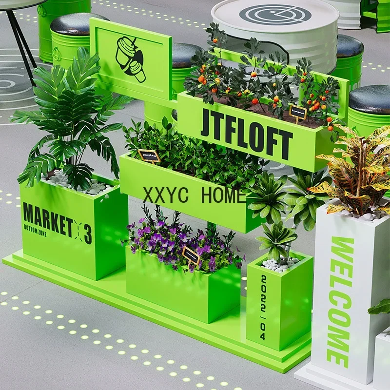 Internet Celebrity Ins Industrial Style Coffee Shop Restaurant Partition Fence Outdoor Flower Stand Planter