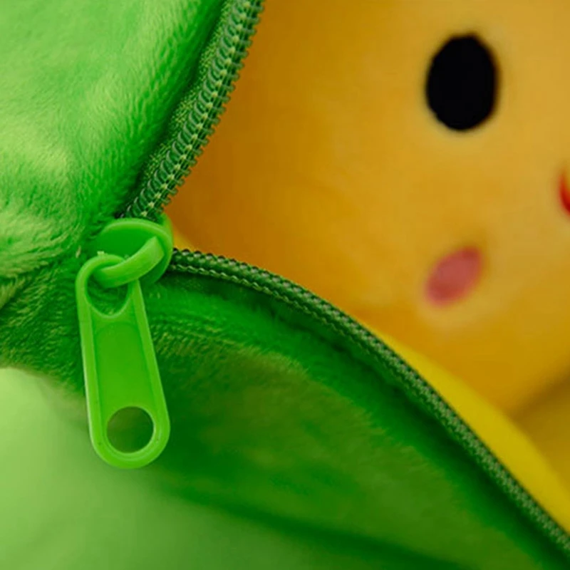 2 buah boneka kacang mainan lembut mewah penutupan ritsleting wajah tersenyum diisi boneka tanaman bantal anak-anak mainan Sofa kamar tidur boneka Dekorasi