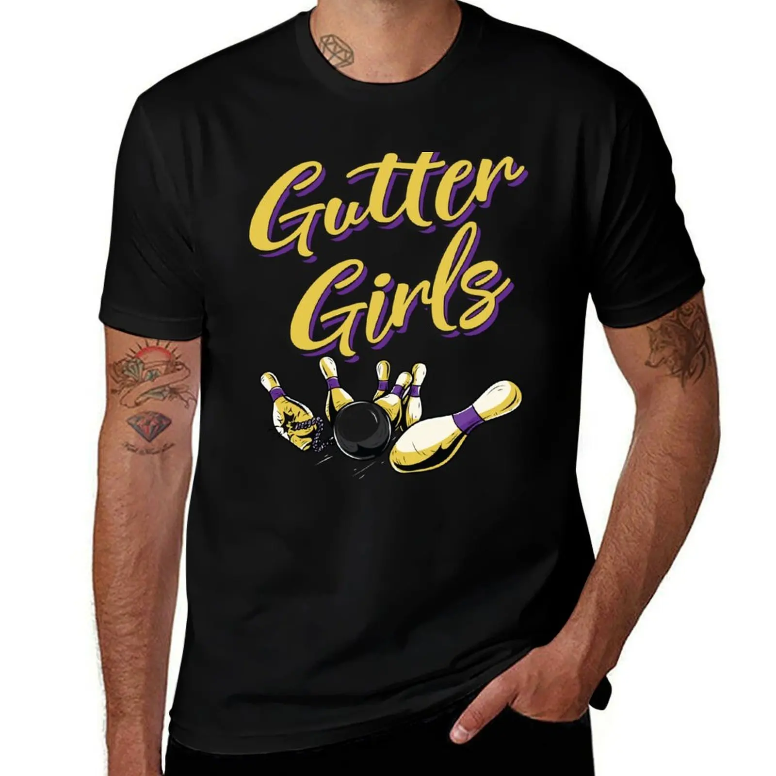 Gutter Girls, Funny Womens Bowling Team Name T-Shirt Sports Basic Short Sleeve T-Shirt