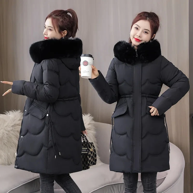 Imagem -05 - Sobretudo de Parka de Algodão Longo Feminino Parkas com Capuz Feminino Cabolsa Grosso Quente Jaqueta Casual Outwear Feminino Inverno Novo 2023