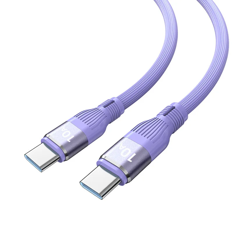 120W Type C to Type C Silicone Charging Cable Auto Disconnect Full Charge Data Cord 1M 1.5M 2M Green Blue Purple Colors