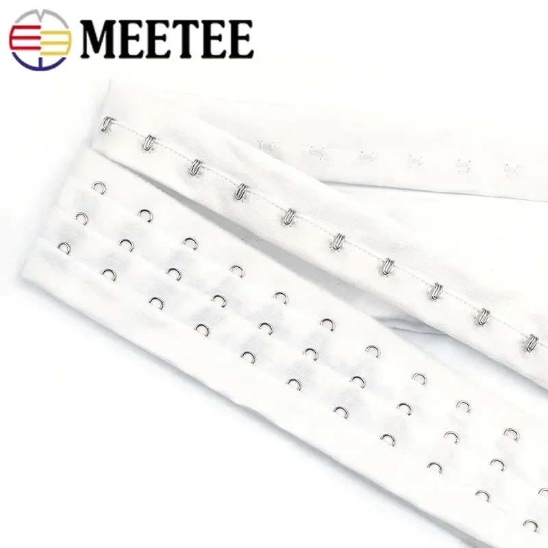2/4Yards Meetee Underwear Bra 3/2Rows Adjust Clip Hook and Eye Waist Strap Corset Extender Buckle DIY Sewing Garment Accessories