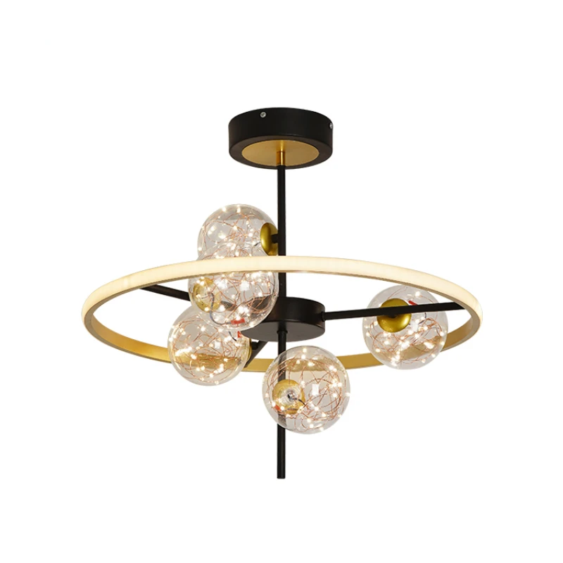 Reasonable Price International Black Gold Indoor Restaurant Dining Room Glass 25 50 W Led Ceiling Light Chandelier