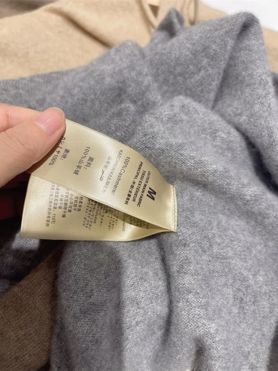 سترة ضيقة من الكشمير الخالص بنسبة 100% ذات ياقة خالية من الكشمير الخالص للخريف والشتاء #3