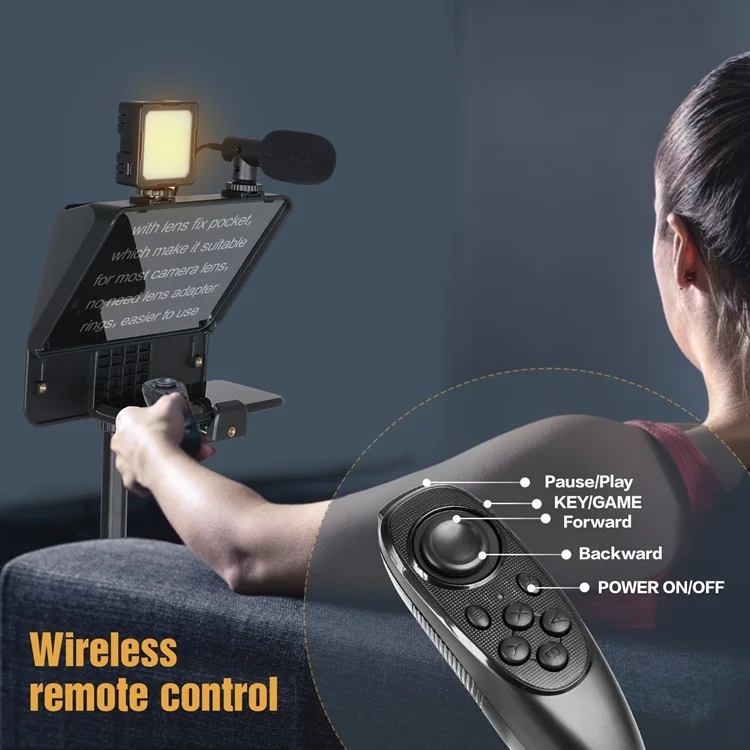 

Phone and DSLR Recording Mini Teleprompter Portable Inscriber Mobile Teleprompter Artifact Video With Remote Control