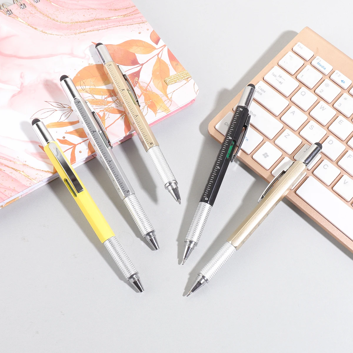 1 قطعة قلم حبر جاف أداة بلاستيكية محمولة ، مستوى القلم متعدد الأغراض ، مسطرة ، مفك براغي فيليبس برأس مسطح ، قلم كتابة بشاشة تعمل باللمس #3