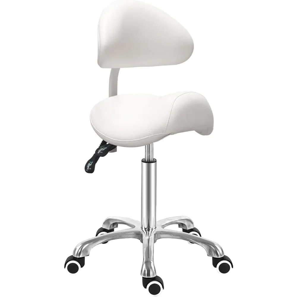 Antlu Stool Chair with Back Ergonomic Rolling Esthetician Seat for Salon Tattoo Shop Spa Dentist Clinic (Adjustable