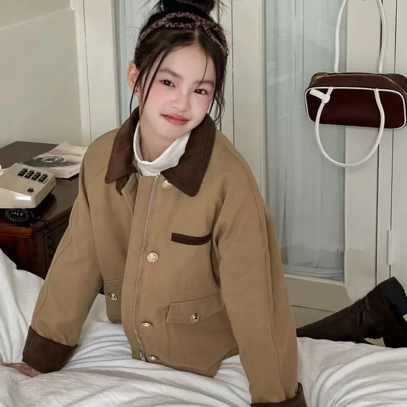 

Супер красивое бархатное хлопковое пальто для девочек, бархатное зимнее модное детское пальто с кроликом, утолщенное, новый стиль 2025 года