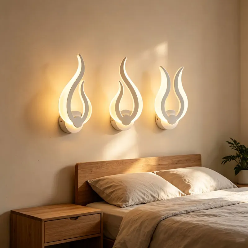 Modern 10W Wall Lamp Acrylic Wall Lamp Sconce Flame Shape Indoor Bathroom Bedroom Living Room Hallway Art Decoration