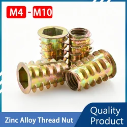 M4 M5 M6 M8 M10 Hex Drive Zinc Alloy Woodworking Insert Nut Metric Thread Flange Furniture Bed Chair Insertion Nuts Carbon Steel