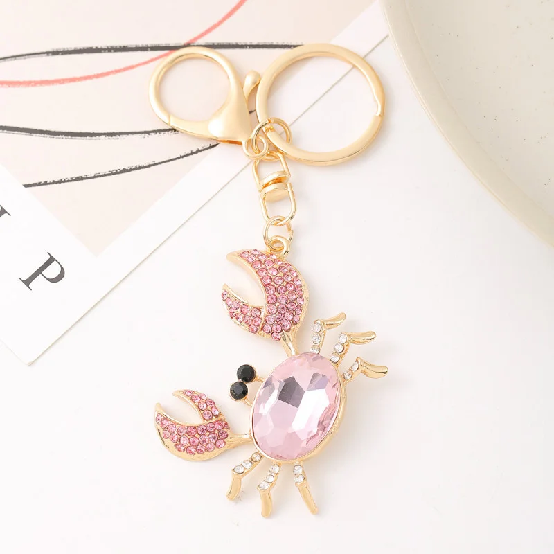 Cute Crab Charms Keychain for Women Men Gifts Jewelry Rhinestone Bag Decor Cartoon Animal Key Chain