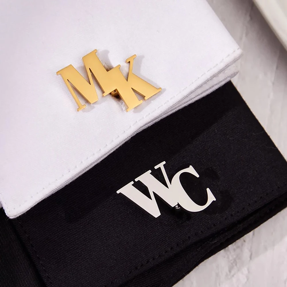 Personalized Straight Block Multi Initial Cufflinks Stainless Steel Custom Letters Minimalist Formal Accessory For Groom Gentlem