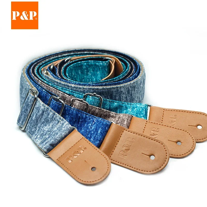 Summer New Guitar Strap 5CM Double-layer Breathable Blue Green Gray Coffee Color