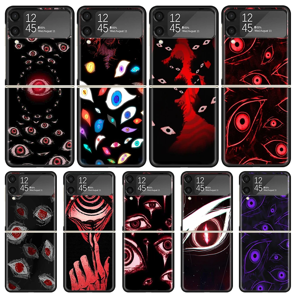 Scary Face Eyes Phone Case For Samsung Galaxy Z Flip3 Flip4 Flip5 Flip6 PC Shell For Z Flip 3 4 5 6 Hard Folding Art Cover