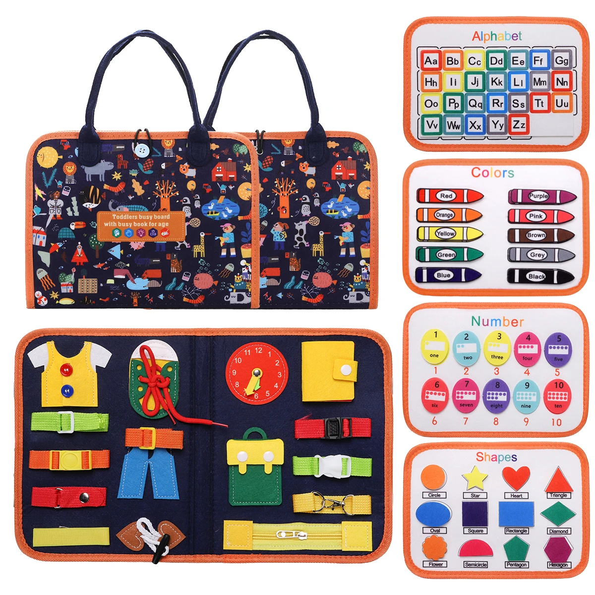 Kids Zip Toys - Tablica Manipulacyjna Cartoon City, Książeczka Cicha