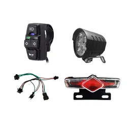 E-Bike Front Brake Rear Light Set 36V-60V Bikes Rack Lamp With Horn Headlight Switch Electric Bicycle Turn Tail Light Parts 1Set