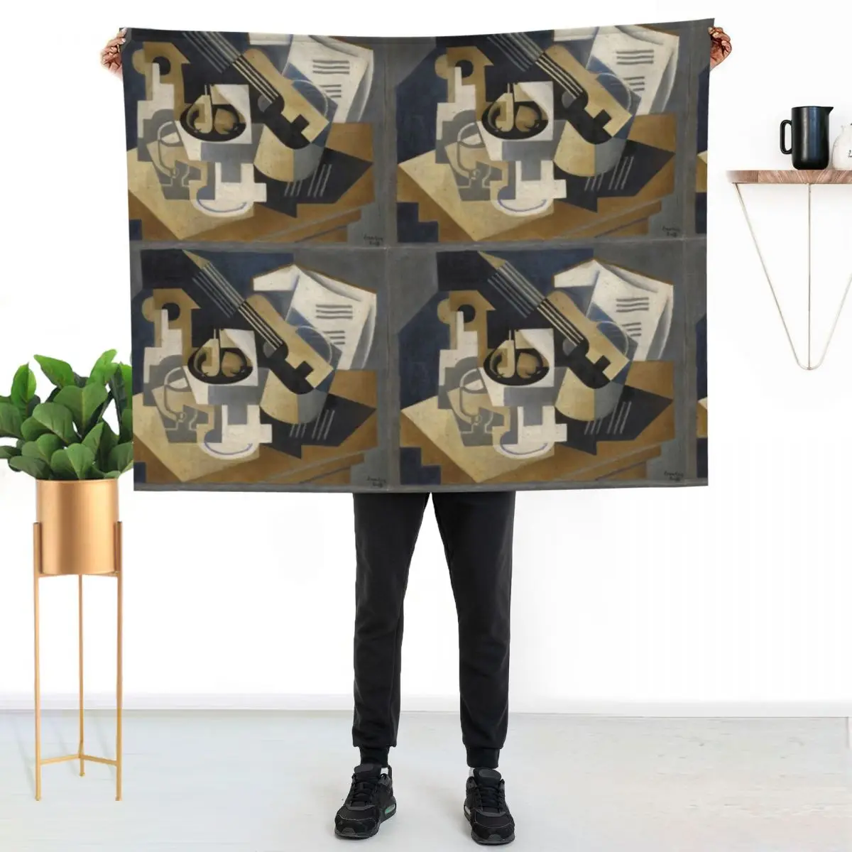 Juan Gris Guitar and Fruit Bowl on a Table - Guitar and Fruit Bowl Throw Blanket Decoratives Picnic cosplay anime Blankets