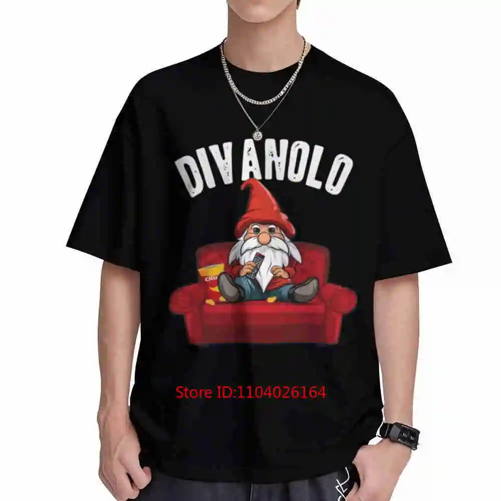 Funny Lazy Sofa Dwarf Elf Divanolo Red Armchair Popcorn Short Sleeve Tee 100% Cotton T-Shirt